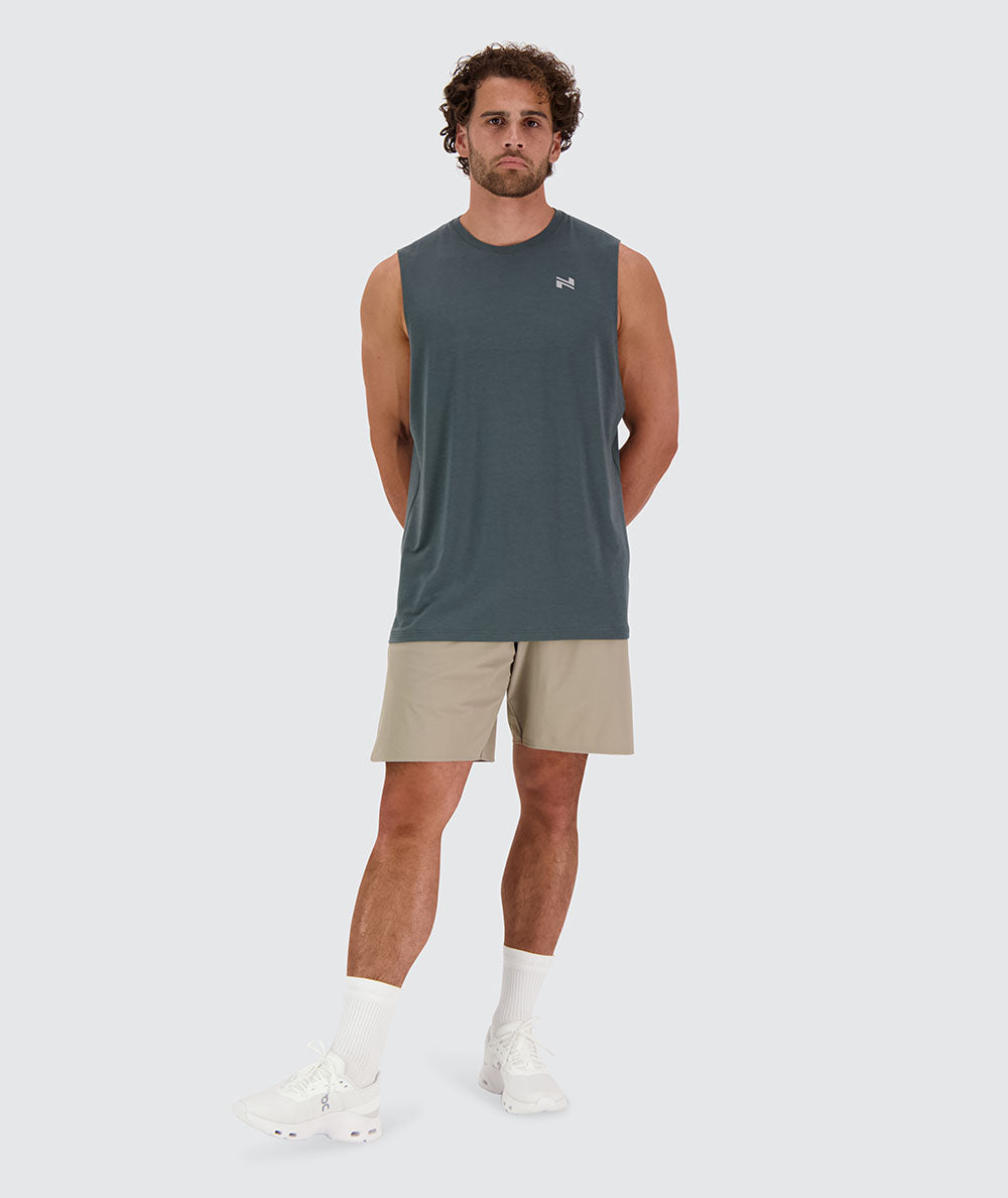 Men's soft and comfortable muscle tank for training#color_sage