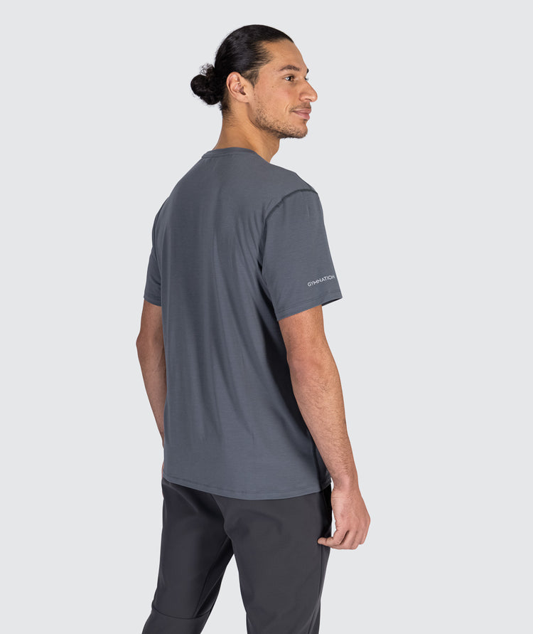 Soft Tencel Men's Training T-Shirt, Model 187 cm / size L#color_steel-grey