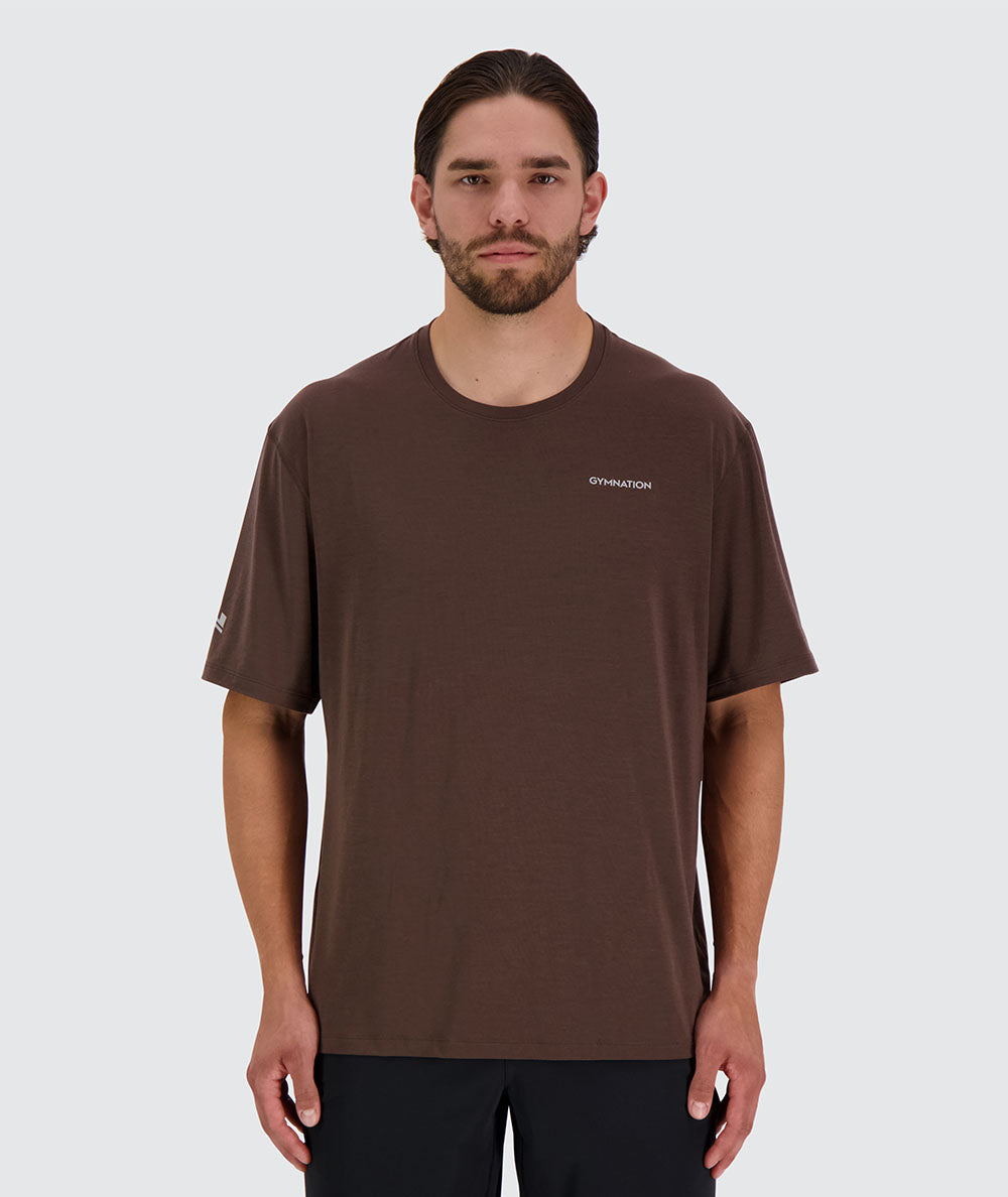 Men's oversized t-shirt,Model 194 cm / size XL#color_coffee-bean