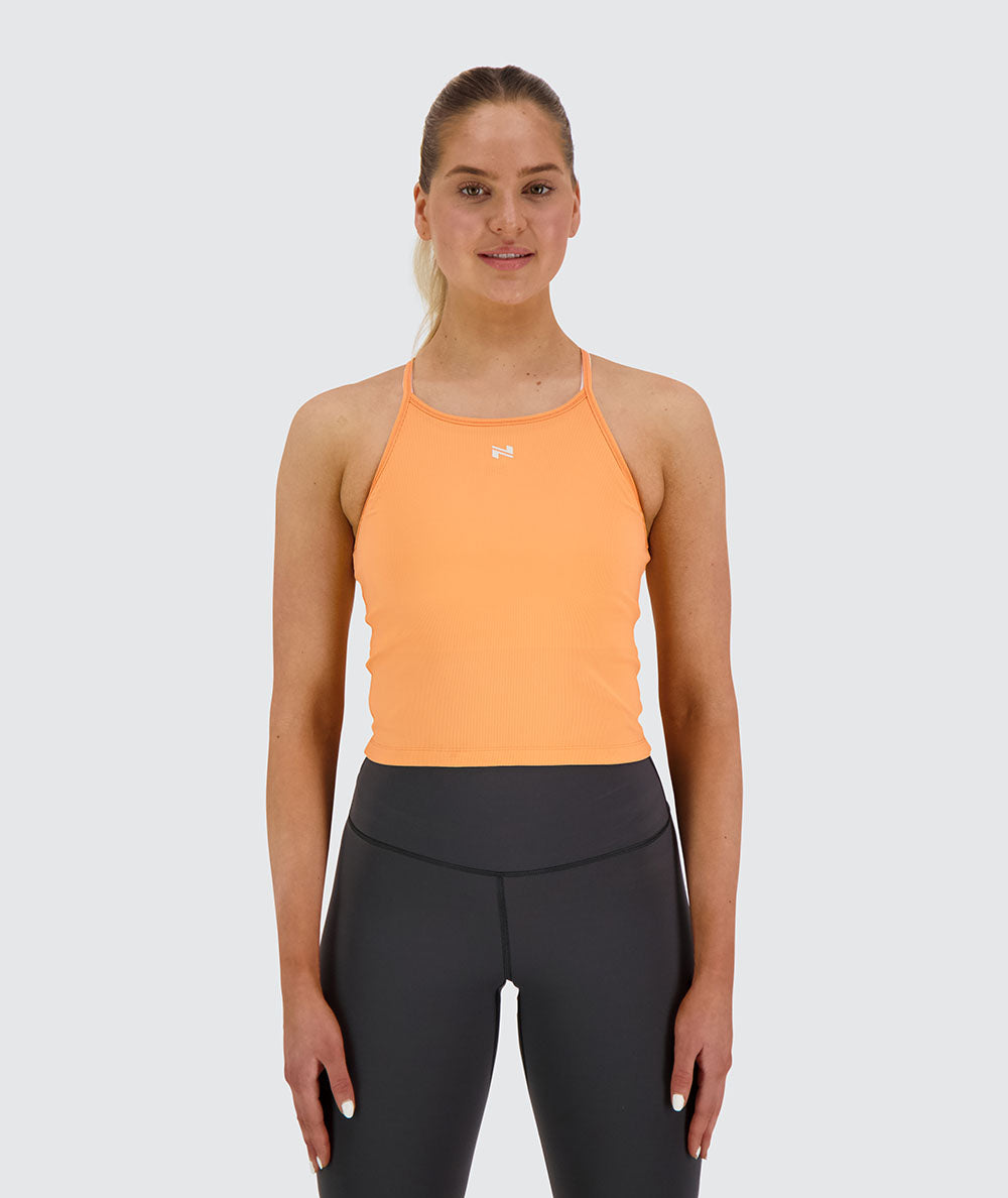 ribbed training top, Model 173 cm / size S#color_summer-orange