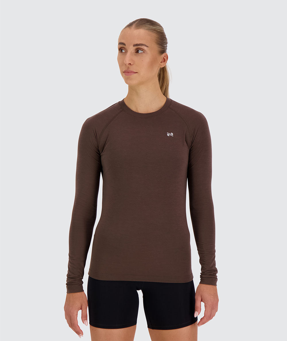 Women's CrossFit Longsleeve, Model 176 cm / size S#color_coffee-bean