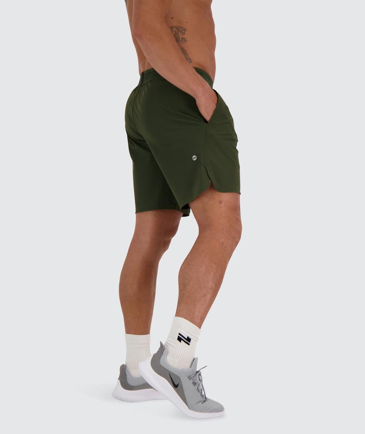 mens performance shorts#color_army-green