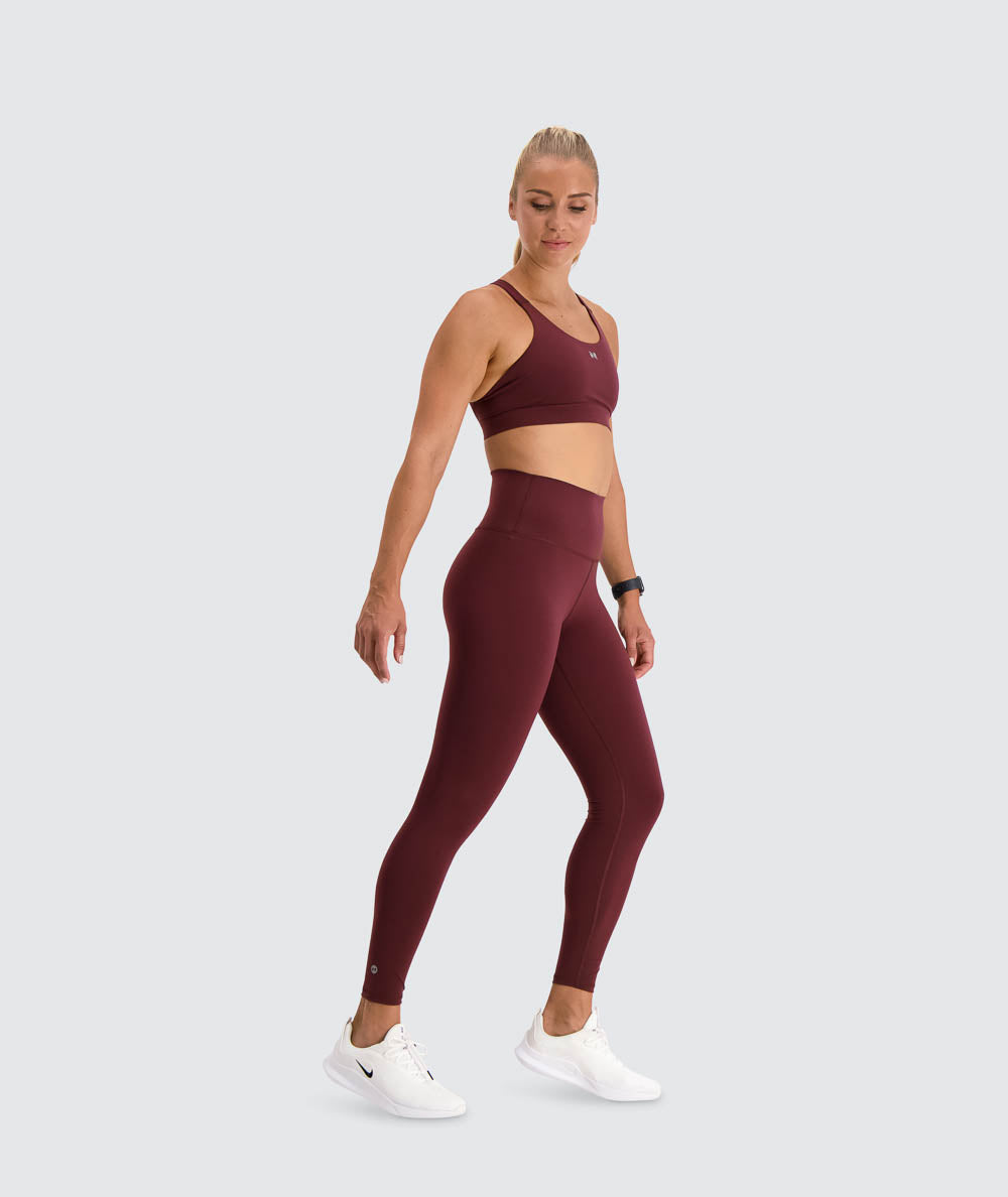 high waisted training tights#color_wine-red